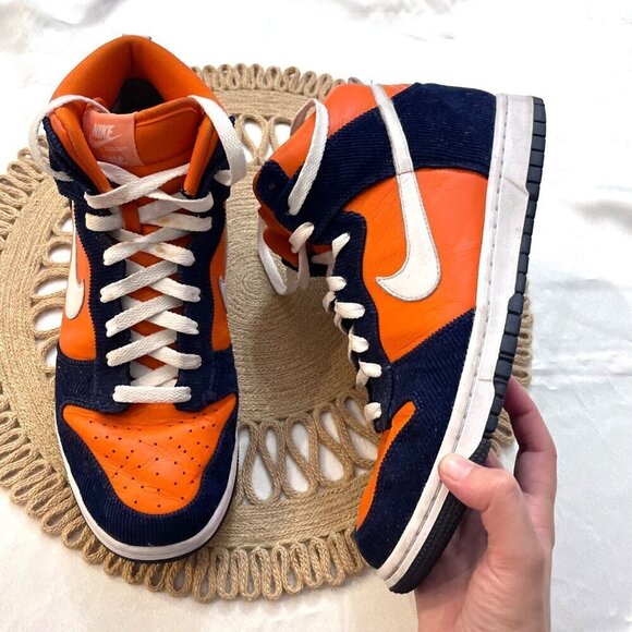 Nike ID Custom Boise Orange/Navy Blue Dunk Hi Sneakers 2011 501997-991 Size 10.5 - Picture 1 of 14